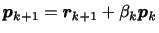 $\displaystyle \displaystyle
\bm{p}_{k+1} = \bm{r}_{k+1} + \beta_{k} \bm{p}_{k}$